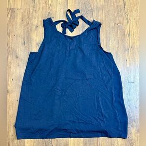 Ann Taylor Loft Women's Sleeveless Tank Top Navy Blue Tie Back Detail Size S